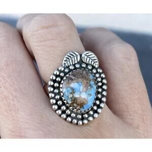 Golden Hills Turquoise Sterling Silver Ring 925 Southwestern Beaded Size 7.25